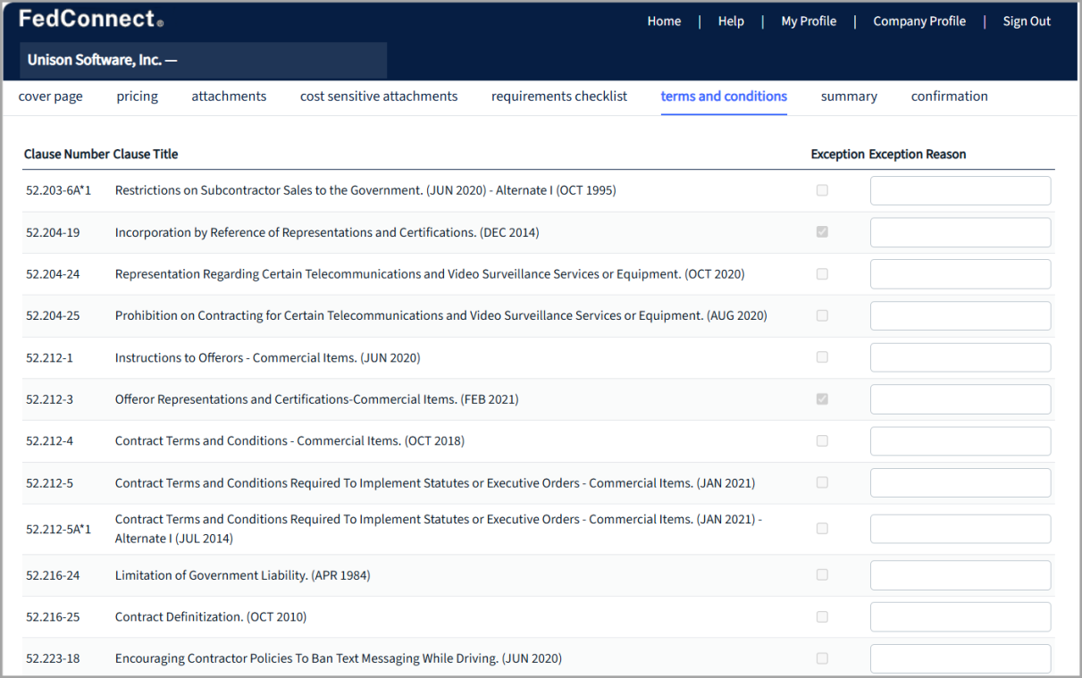 Terms and Conditions Page